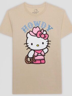 Sanrio Hello Kitty Rodeo Graphic Tee - Tan with Pink Accent